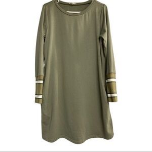 EASEL, olive green Women’s dress, Size Small long sleeves‎ sweater cuffs pockets